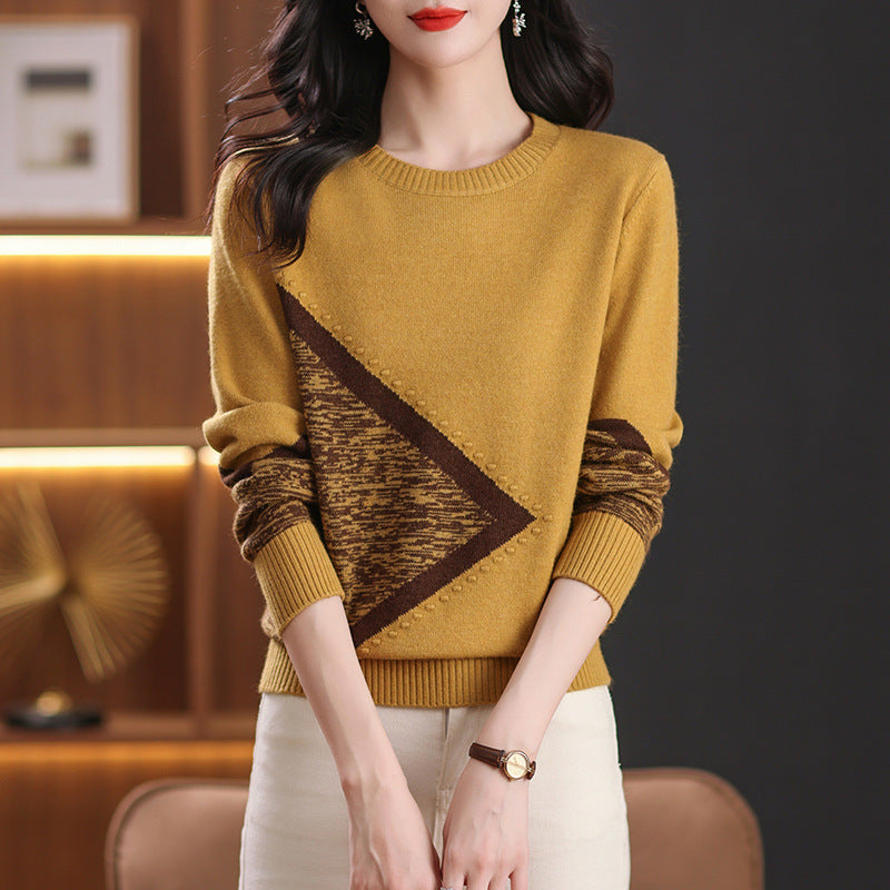 Round Neck Multicolor Sweater Sweaters Women's Clothing Long Sleeve
