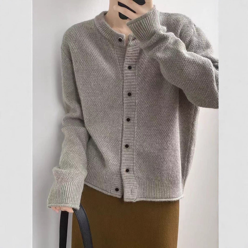 All-matching Short Round Neck Knitted Coat Top