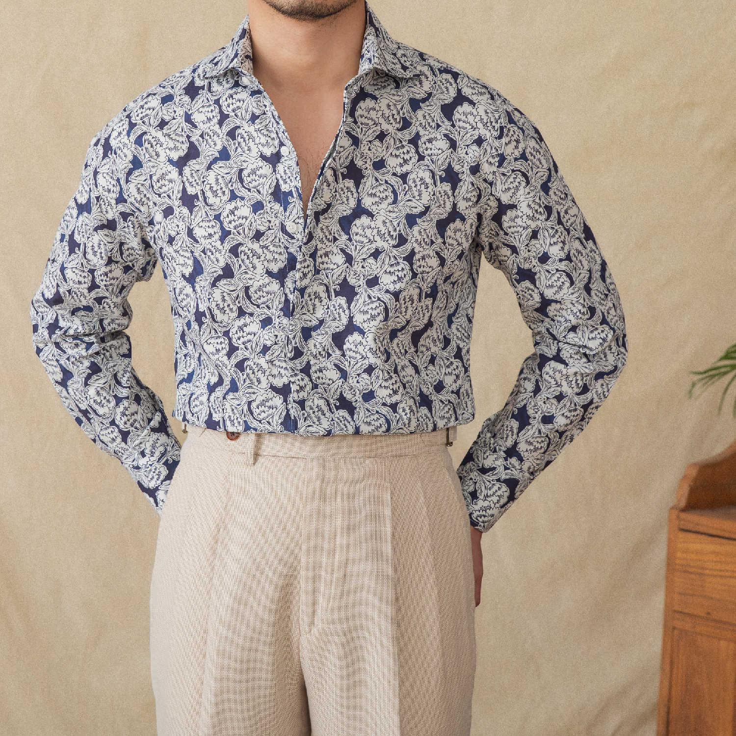 Men's Printed Long Sleeve Cardigan Shirt