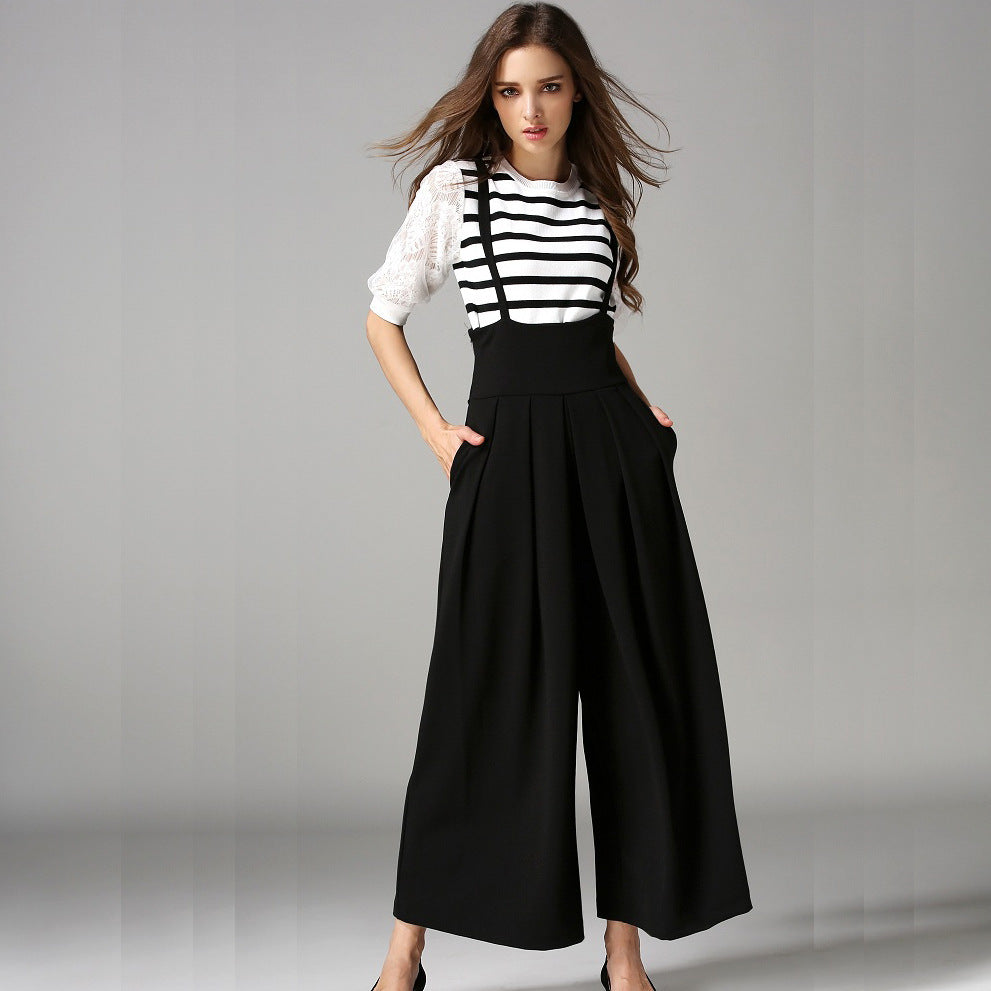 Long String High Waistband Wide Leg Pants