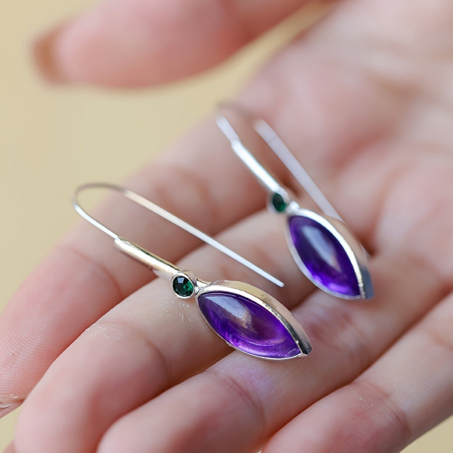 Vintage Horse Eye Amethyst Earrings For Women