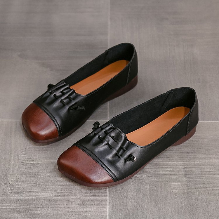 Retro Soft Sole Soft Leather Flat Shoes Women