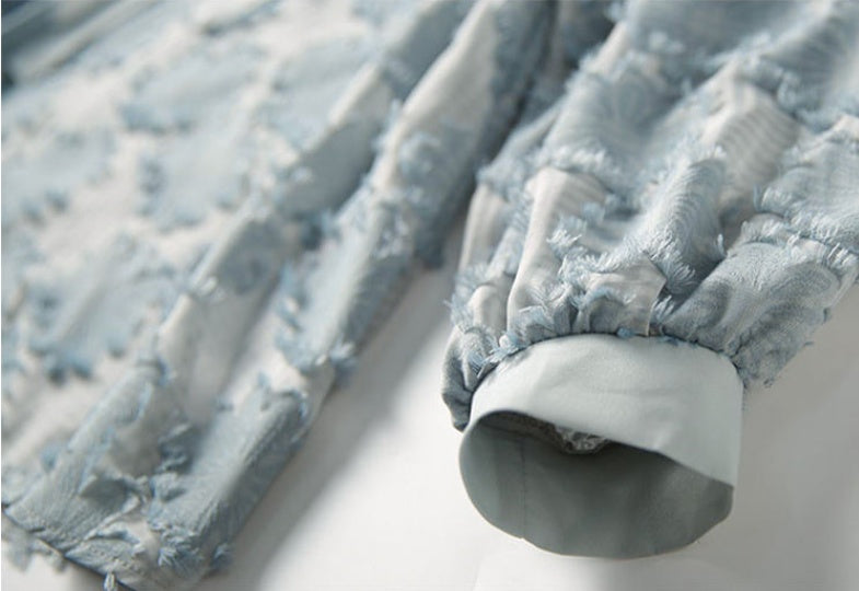 Lantern Sleeve Chiffon Shirt Women's Bowknot Loose Slimming Blouse