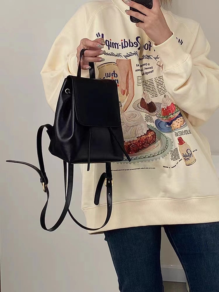 Retro Brown Backpack Women's Simple Literary Shoulder Bag