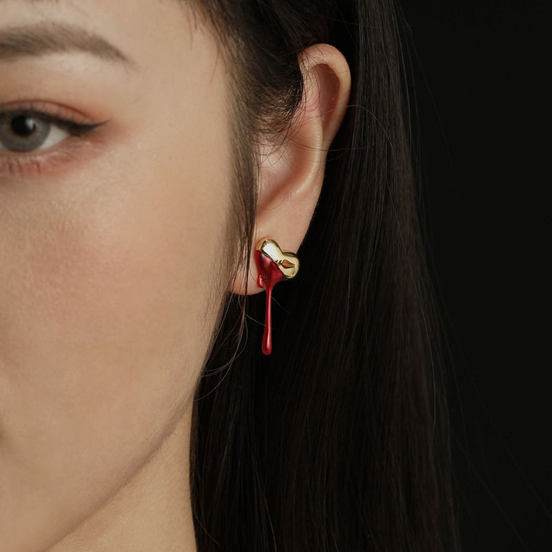 Small Melting Tears Love Blood Stud Earrings