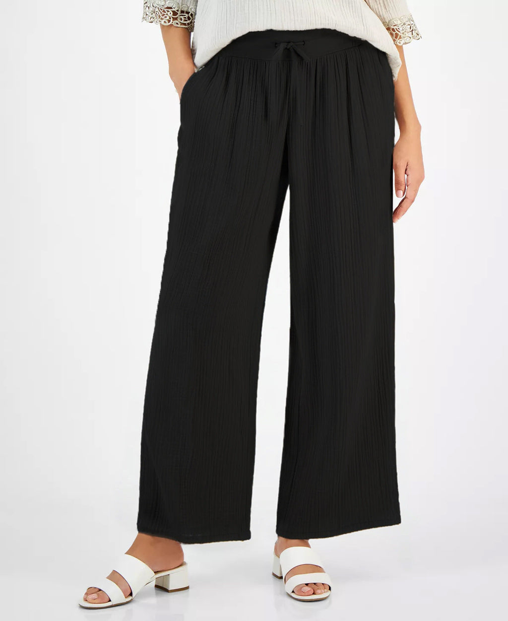 New Casual Loose Pockets Cotton And Linen Casual Pants