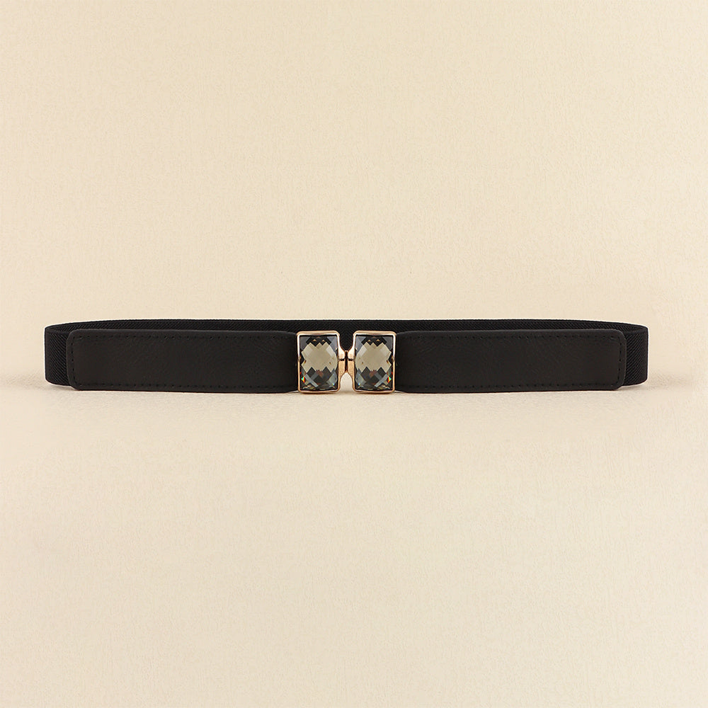 New Diamond-encrusted Women's Elastic Elastic Belt Rhinestones Shiny All-matching Fine Belt Perforation-free Multi-color Skirt Suit Waist Decoration