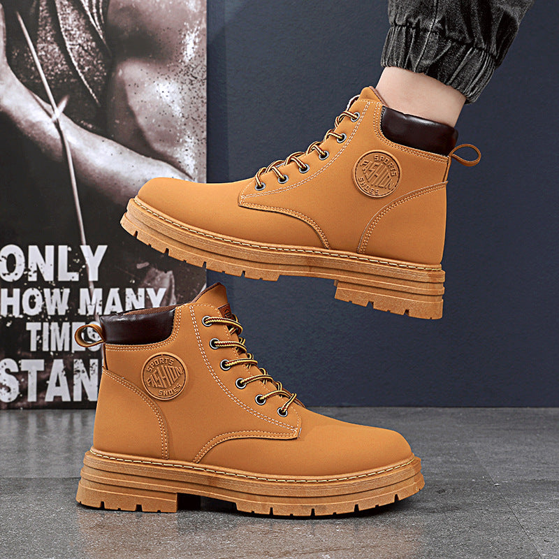 Men's Chunky Mid Heel Shoes Fashion Boots