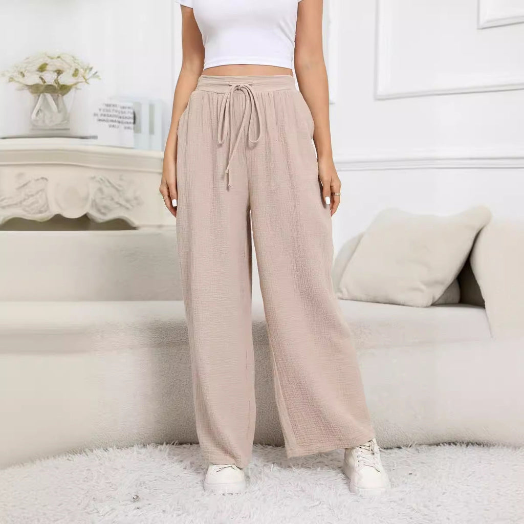 New Casual Loose Pockets Cotton And Linen Casual Pants