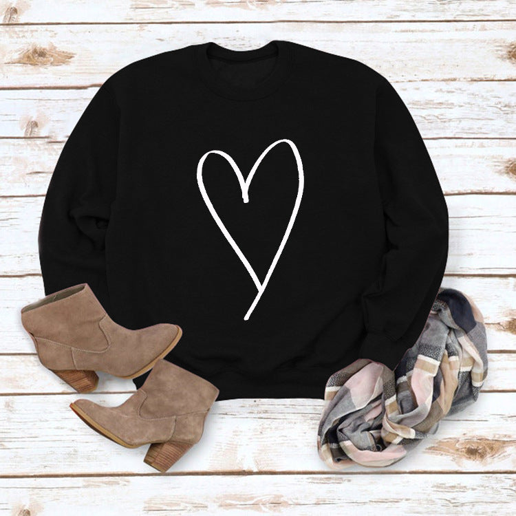Women's Clothing  Valentine's Day Round Neck Sweatshirt