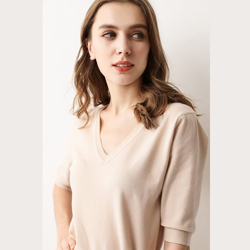 Women's Loose Spring And Summer Five-point Sleeve Sweater
