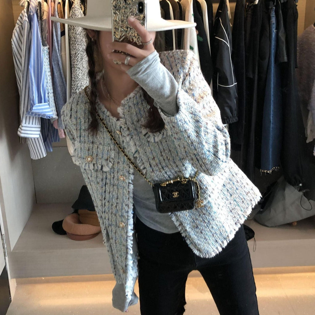 Rough Edged Tweed Casual Coat