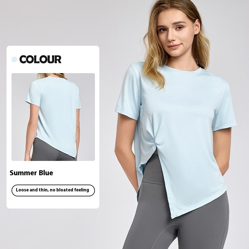 New Yoga Wear Short Sleeve Split Breathable Exercise Top