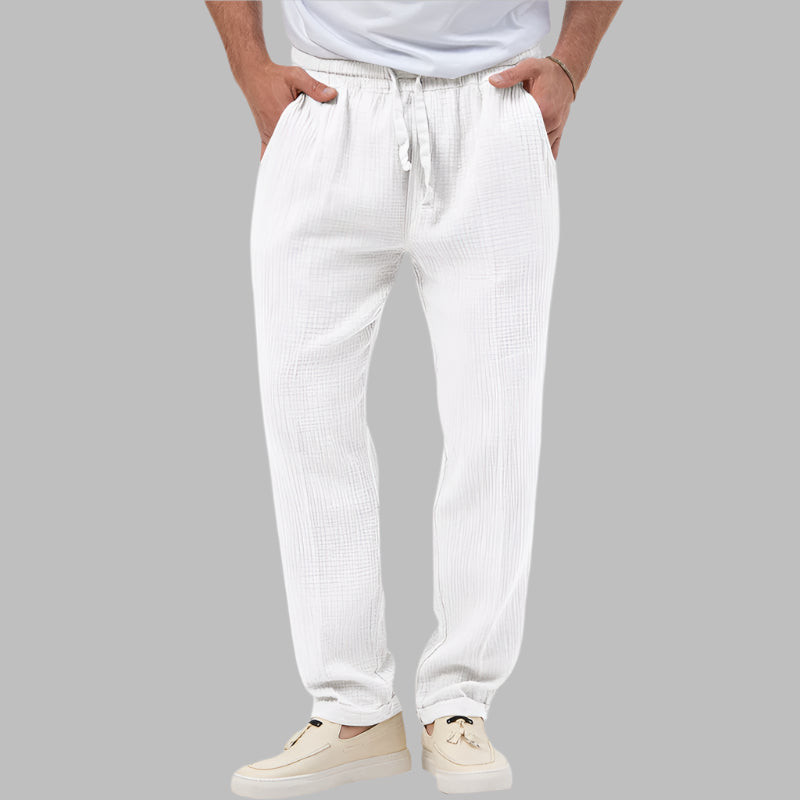 Summer Men's Breathable Solid Color Trousers Plus Size Loose Casual Pants