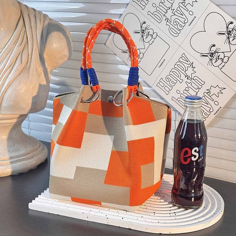 Knitted Buckle Bag Portable Large Capacity