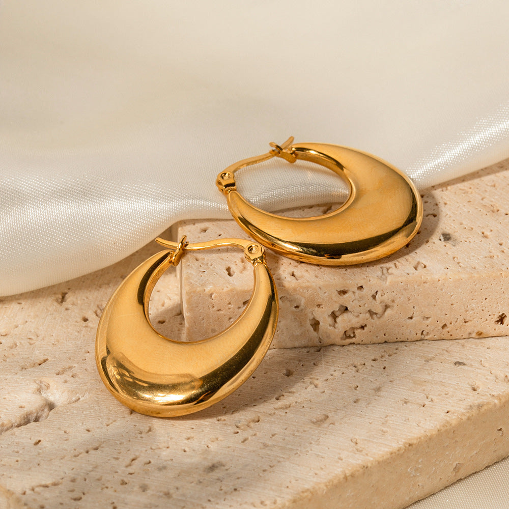 18K Gold Stainless Steel U-shaped Earrings