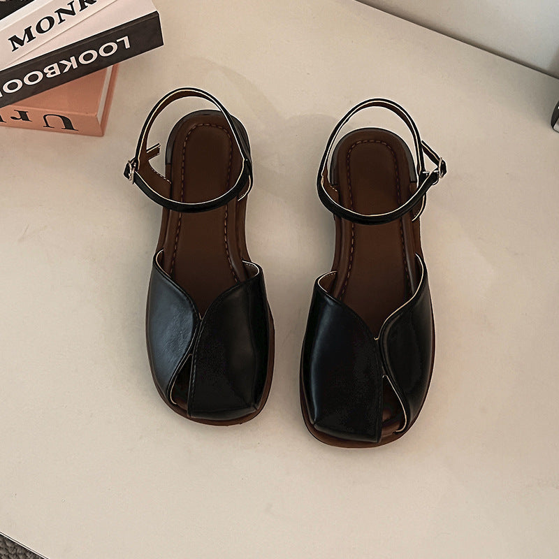 Maillard Style Closed Toe Flat Sandals