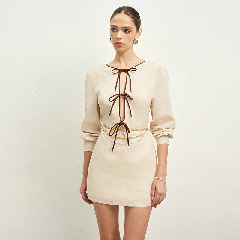 Lace-up Cutout Hot Girl Backless Dress Female