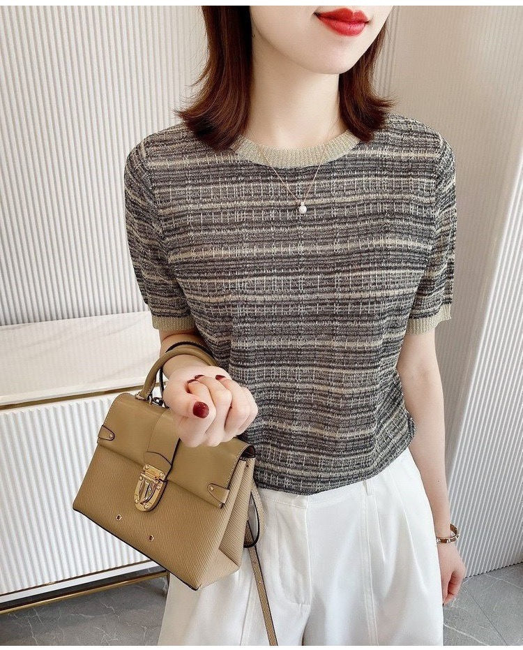 Women's Round Neck Ice Silk Knitwear