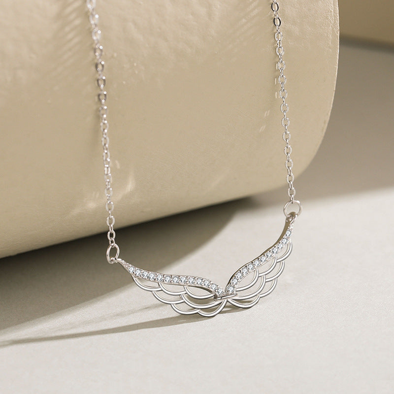 S925 Sterling Silver Angel Wings Pendant Necklace