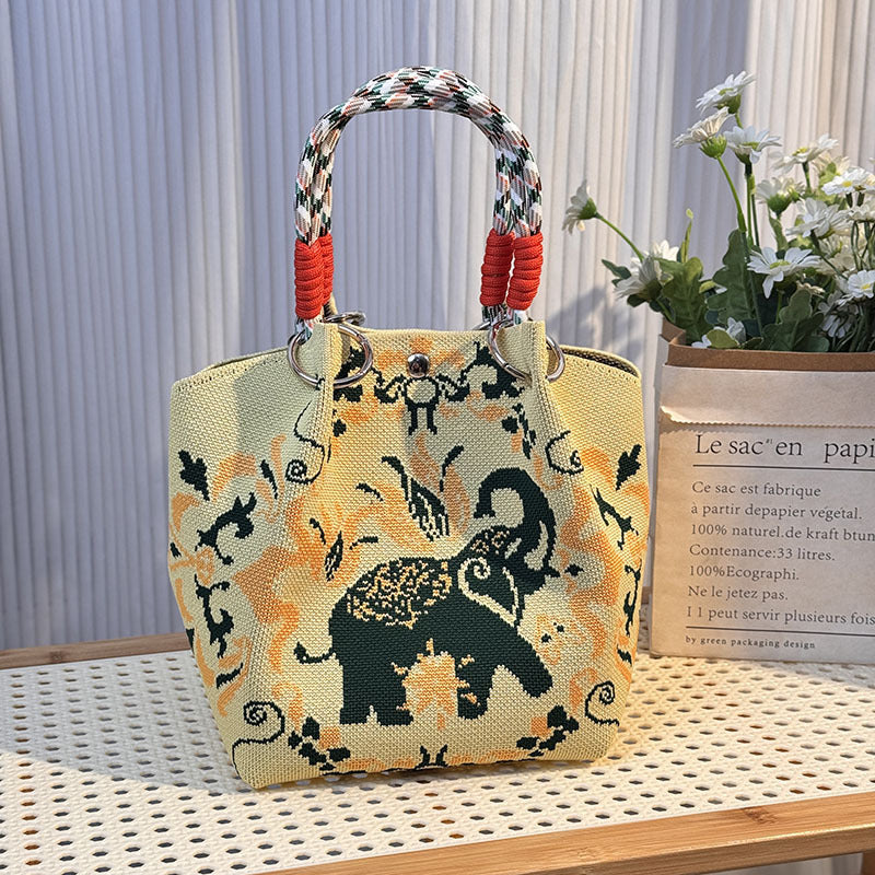 Knitted Buckle Bag Portable Large Capacity