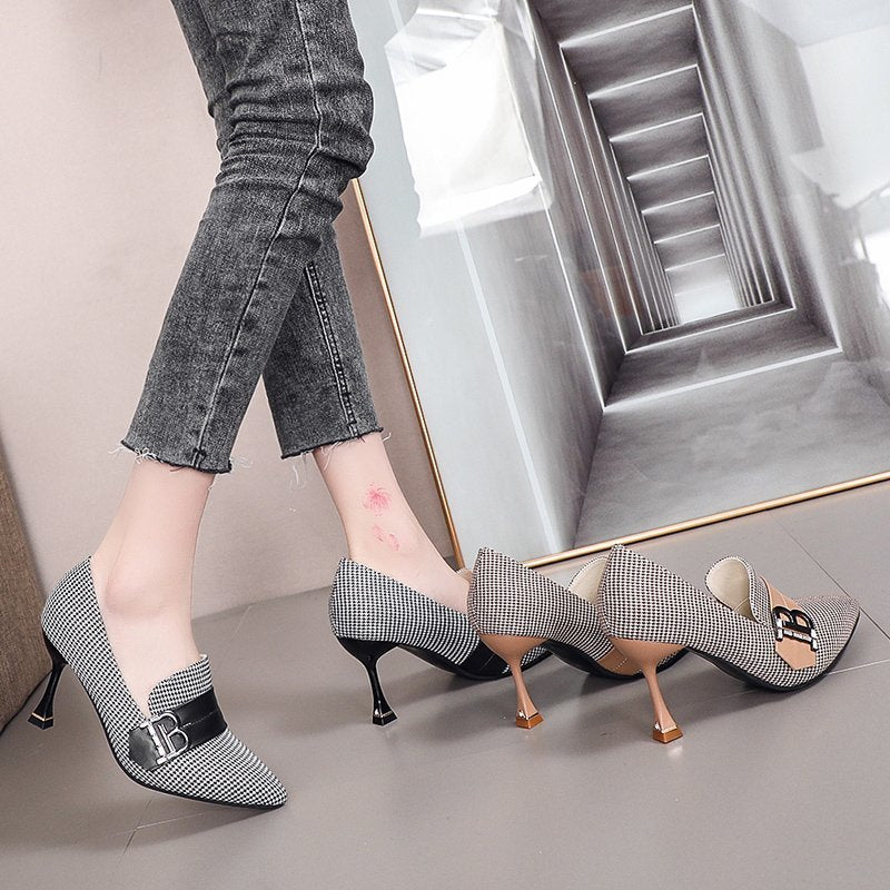 Sweet Belt Buckle Fashion All-match Pointed Temperament Stiletto Shoes